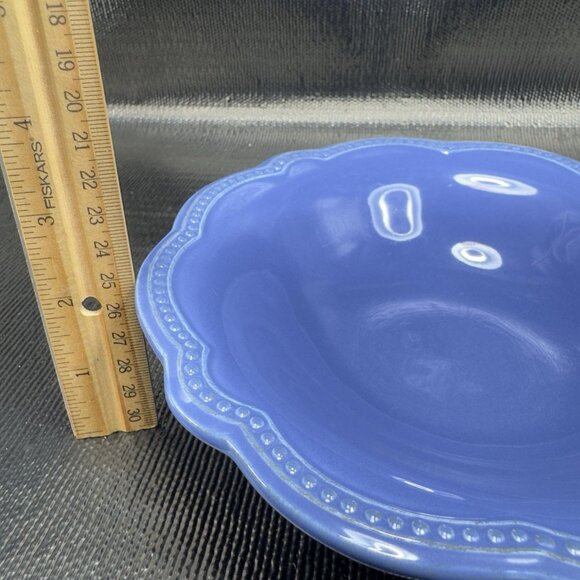 Pierre Deux Blue Ceramic Deep Dish Bowls Set 4 Beaded Edges Bowls Portugal VTG - Picture 4 of 16
